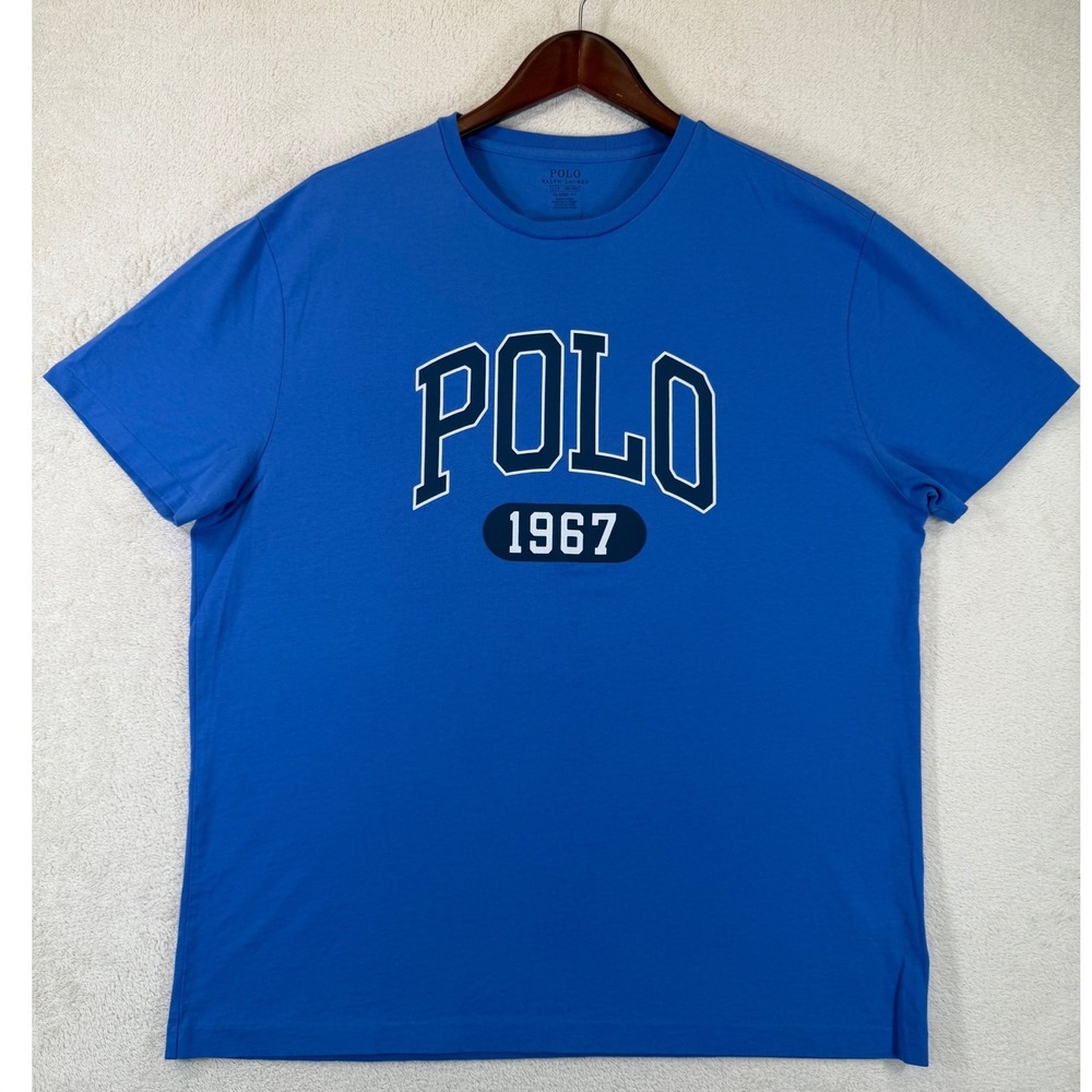 Polo Ralph Lauren Mens Blue Polo 1967 Graphic‎ T-Shirt Classic Fit Large